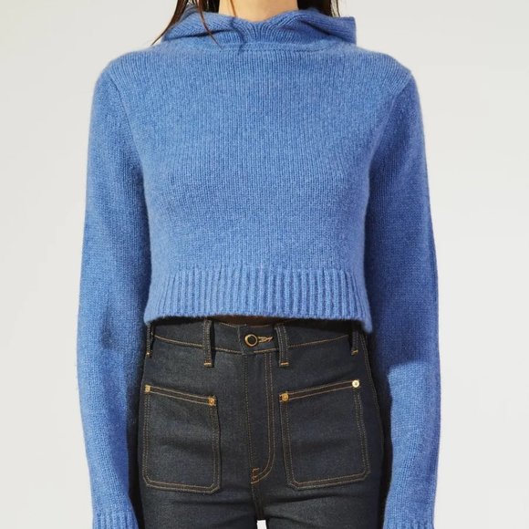 Khaite Josephine Cashmere Knit Hoodie Sweater in Blue - Picture 8 of 12